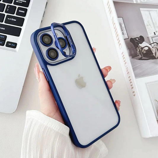 iPhone 13 Luxury Camera Lens Protector Case With Metal Stand