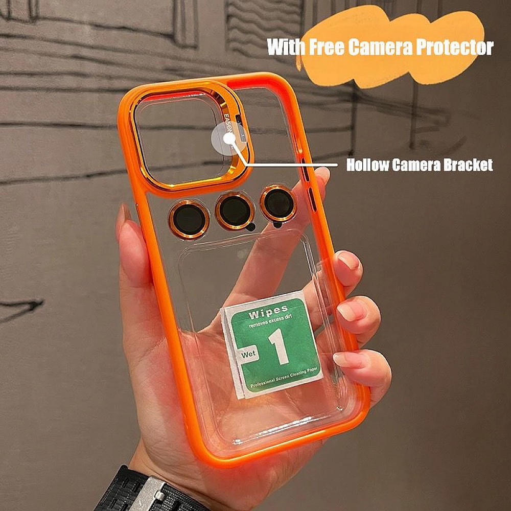 iPhone 15 Pro Luxury Camera Lens Protector Case With Metal Stand