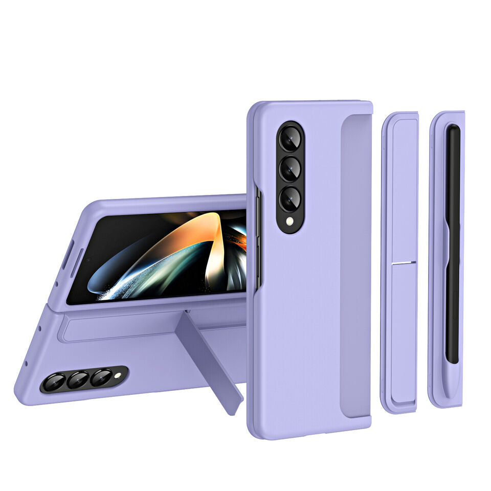 Samsung Galaxy Z Fold 3 Shockproof S Pen Stand Cover-Light Purple