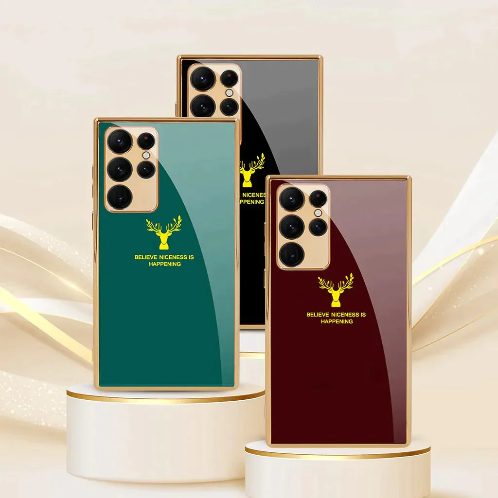 Samsung Galaxy S23 Ultra Deer Print Original Glass Case with Camera Protection