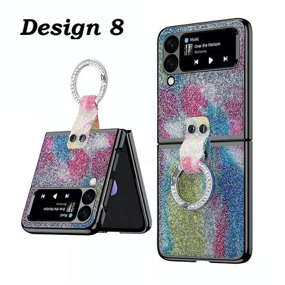 Samsung Galaxy Z Flip 4 Slim Case With Ring Shiny Bling Diamond Plating Case