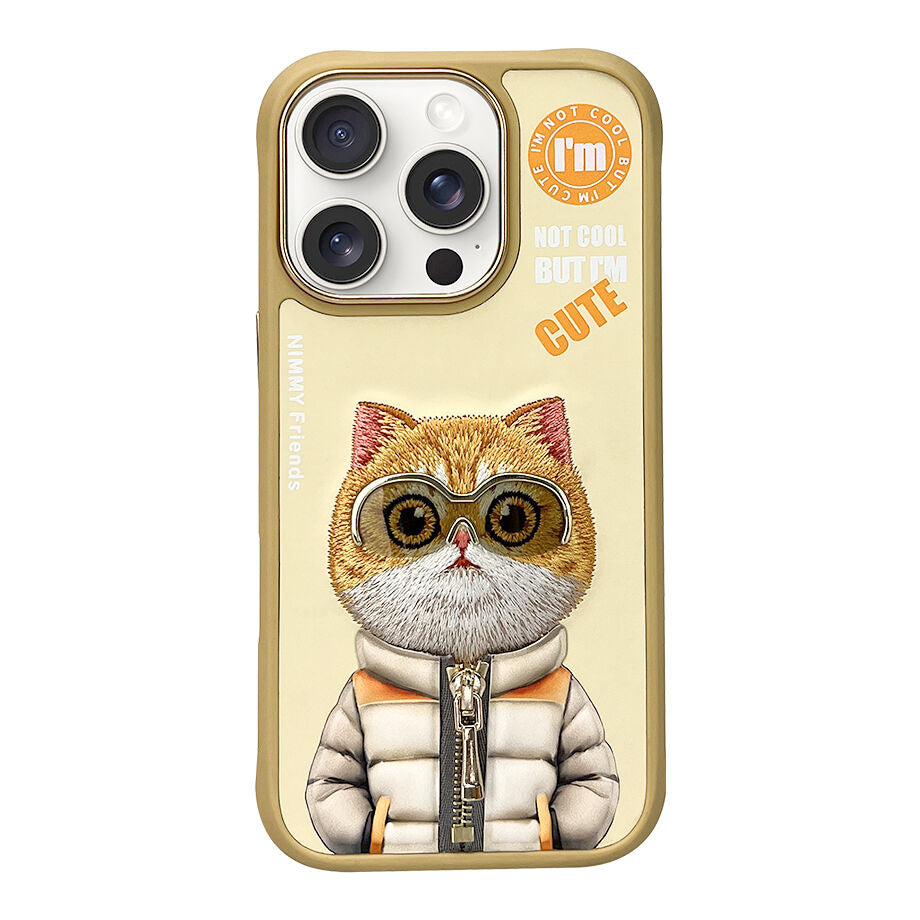 iPhone 16 Pro Max Nimmy 3D Embroidery Winter Jacket Series Case - Cat