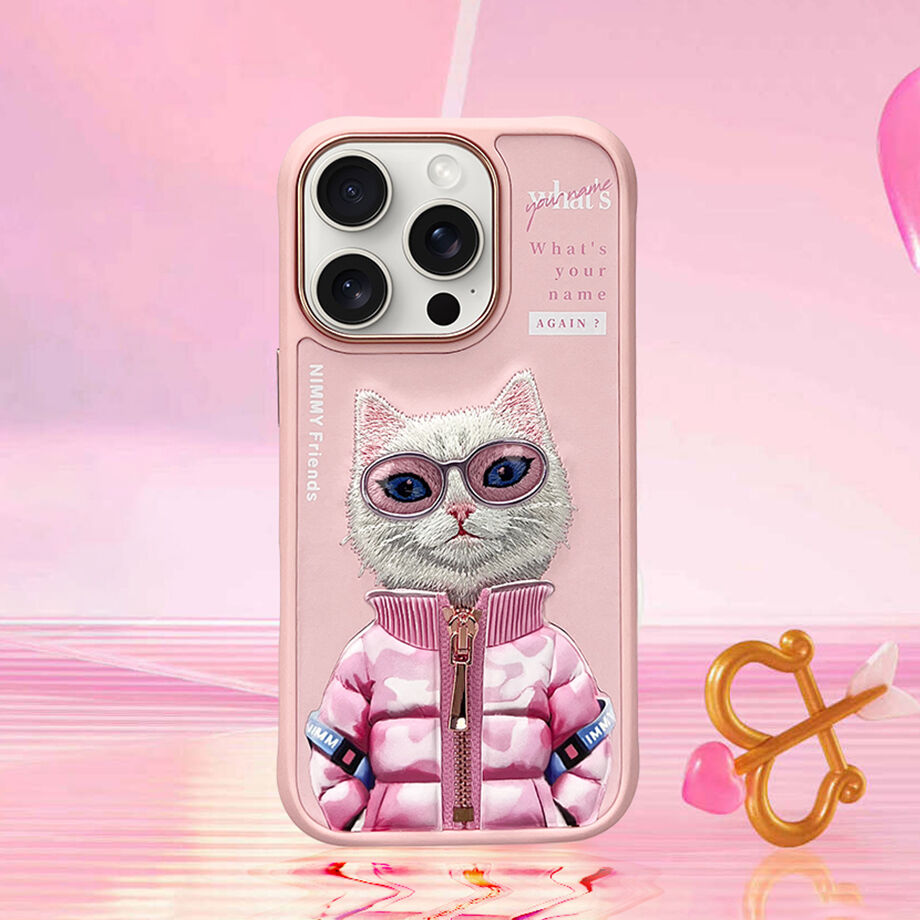 iPhone 16 Pro Max Nimmy 3D Embroidery Winter Jacket Series Case - Cute Cat