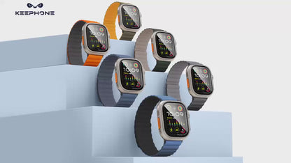 KEEPHONE Silicone Magnetic Snap Both Side Wearable for iWatch (42-44-45-49 MM) - Orange/Grey
