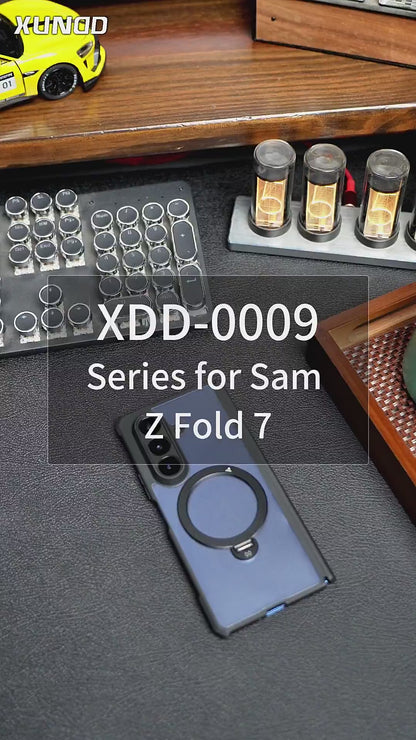 Samsung Z Fold7 XUNDD Dual Axis Matte Frosted with 360° Rotation Metal Camera Ring Kickstand, Hinge Protection & Magsafe