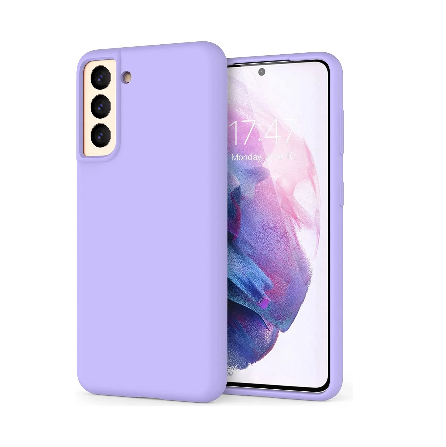 Samsung Galaxy S22 Plus Silicon Case Liquid Silicon Inner Fabric with Logo-Light Purple
