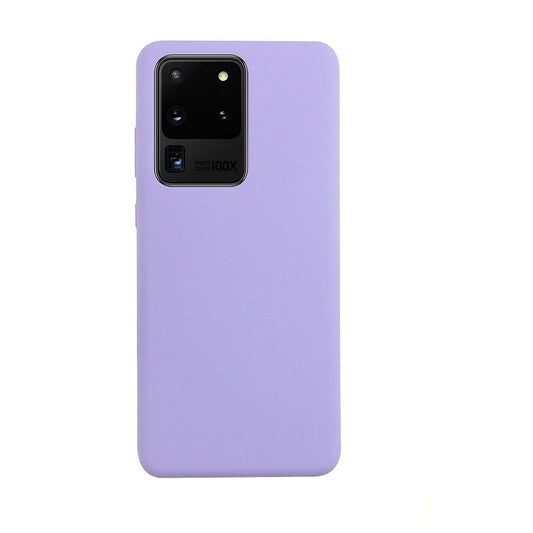 Samsung Galaxy S20 Ultra Silicon Case Liquid Silicon Inner Fabric with Logo-Light Purple