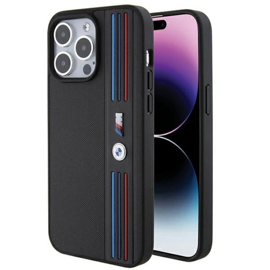 iPhone 15 Pro Max BMW Case, Sports Car BMW M Performance Logo Tricolor Line Back cover - Black (Copy)