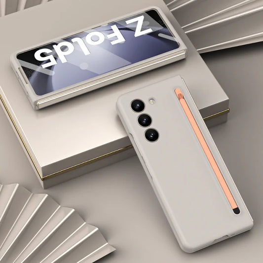 Samsung Galaxy Z Fold 4 Slim S-Pen Case With Front Glass- Light Grey
