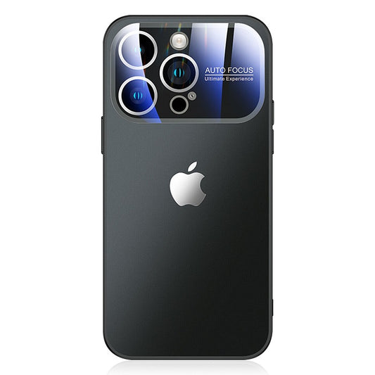 iPhone 15 Full Lens Glass Case With Logo- Black