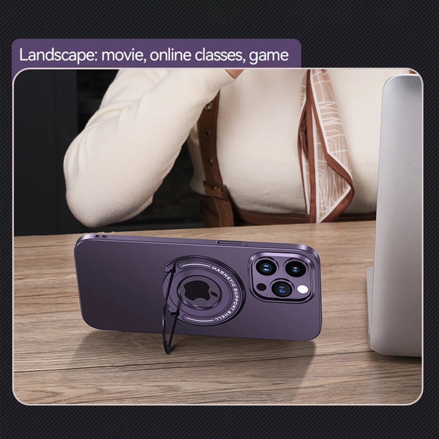 iPhone 14 Magnetic Metal Stand Shockproof Case