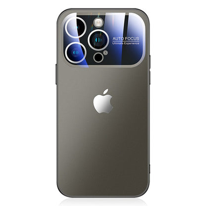 iPhone 14 Pro Max Full Lens Glass Case With Logo- Grey