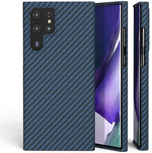 Samsung Galaxy S23 Ultra Carbon Fiber  Real Aramid Kevilar Case- Blue