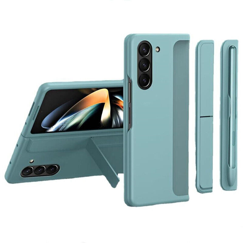 Samsung Galaxy Z Fold 5 Shockproof S Pen Stand Cover-Light Blue
