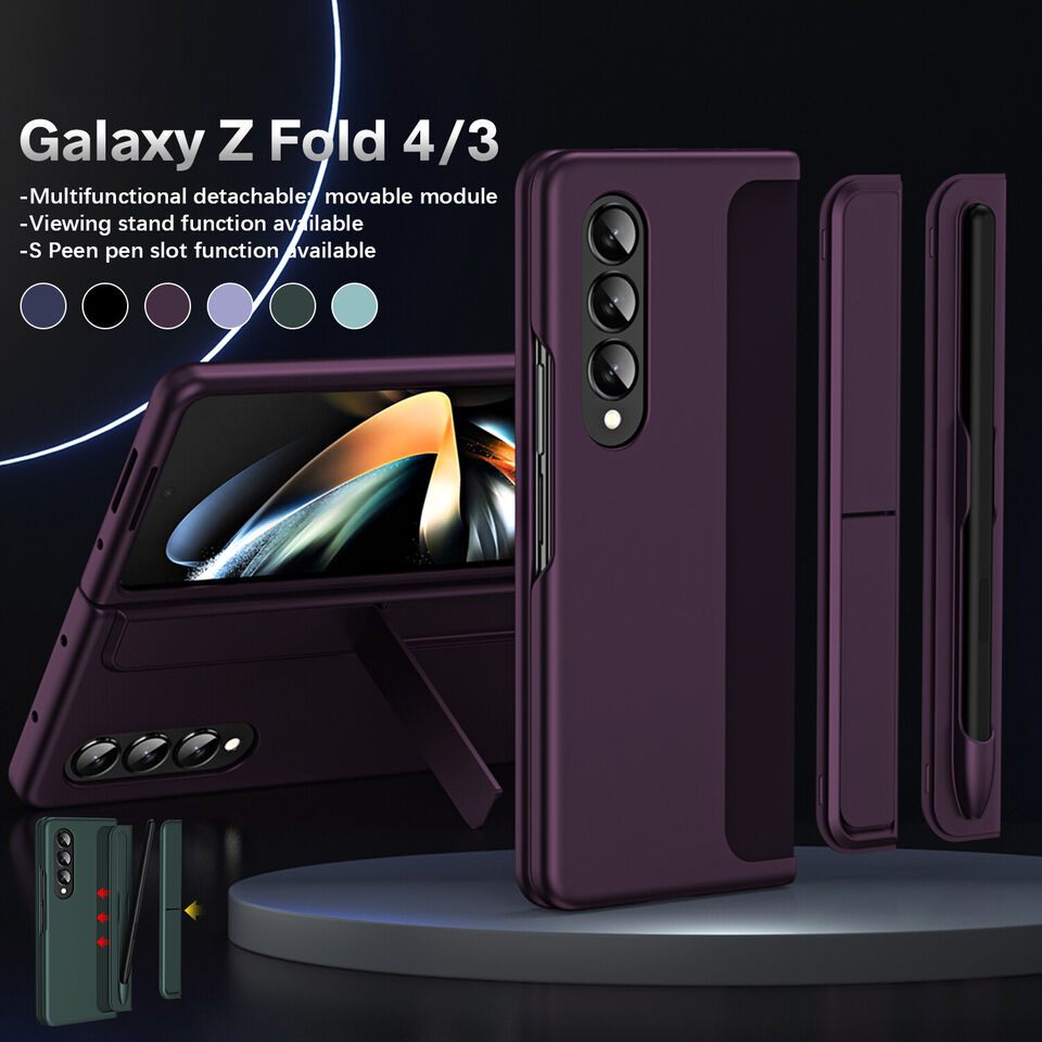 Samsung Galaxy Z Fold 4 Shockproof S Pen Stand Cover-Dark Purple