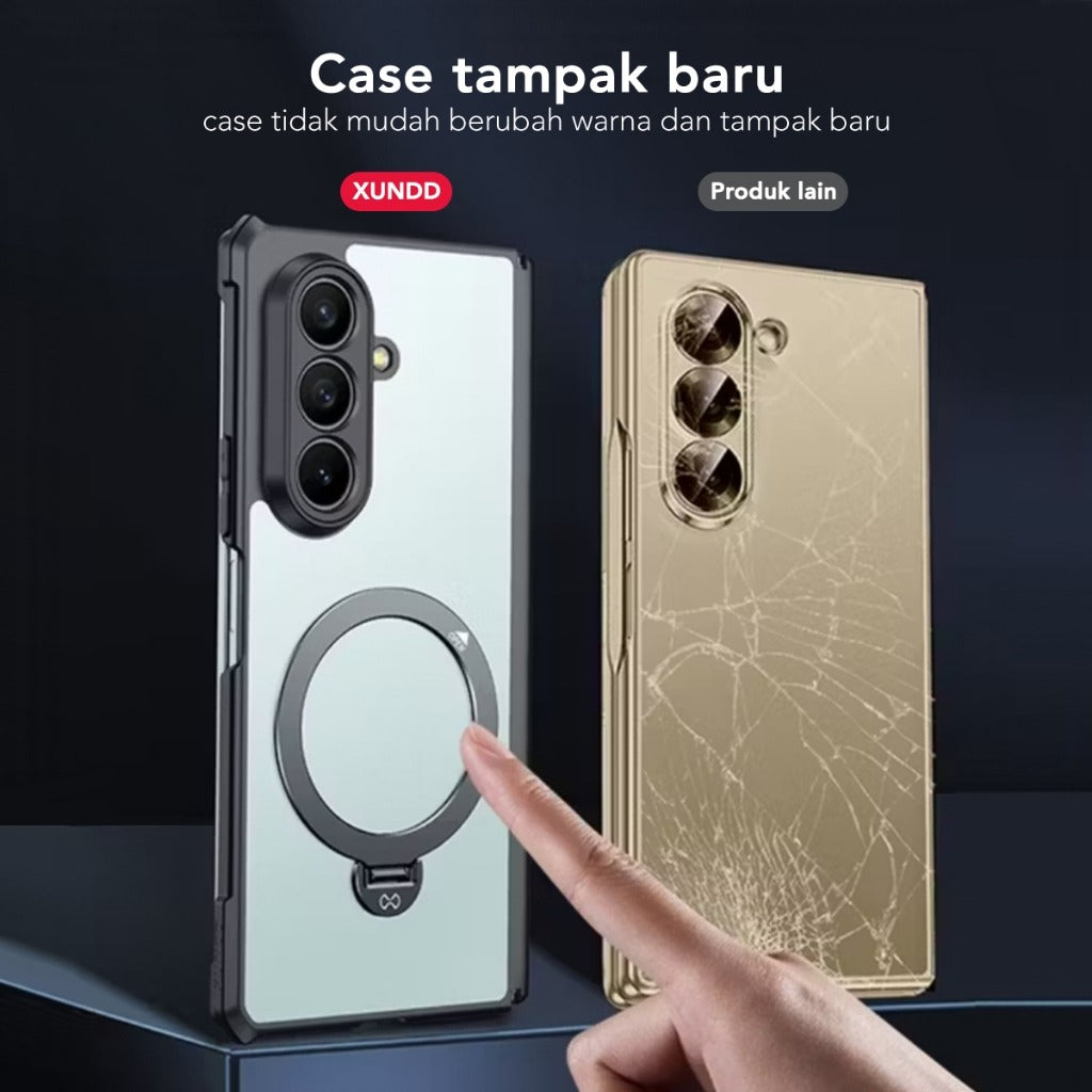 Samsung Z Fold7 XUNDD Dual Axis Matte Frosted with 360° Rotation Metal Camera Ring Kickstand, Hinge Protection & Magsafe