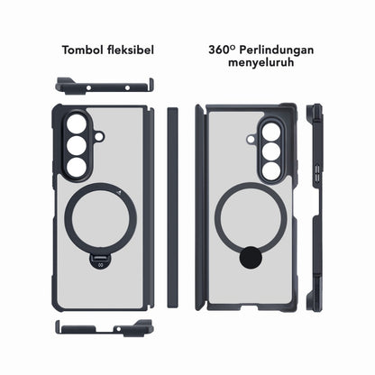 Samsung Z Fold7 XUNDD Dual Axis Matte Frosted with 360° Rotation Metal Camera Ring Kickstand, Hinge Protection & Magsafe