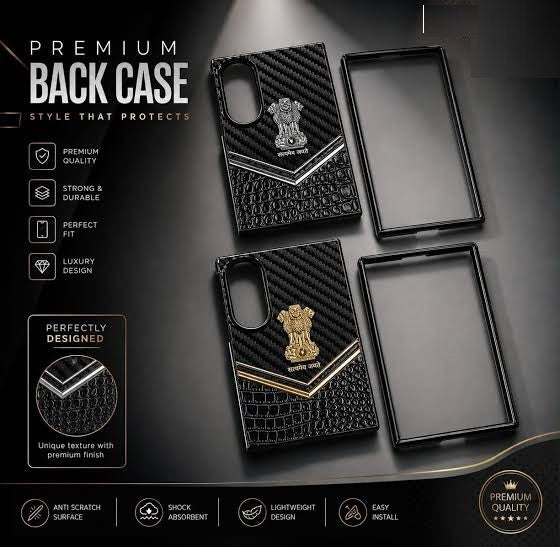 Samsung Galaxy Z Fold8 "Satyamev Jayate" Crock & Carbon Pattern Printed Logo Case - Gold