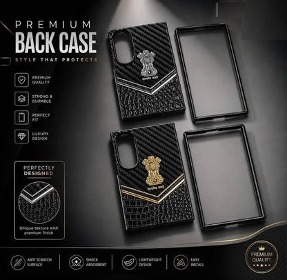 Samsung Galaxy Z Fold8 "Satyamev Jayate" Crock & Carbon Pattern Printed Logo Case - Gold