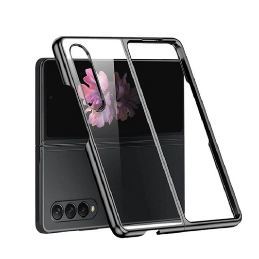 Samsung Galaxy Z Fold 4 Electroplated Frame Transparent Back Cover-Black