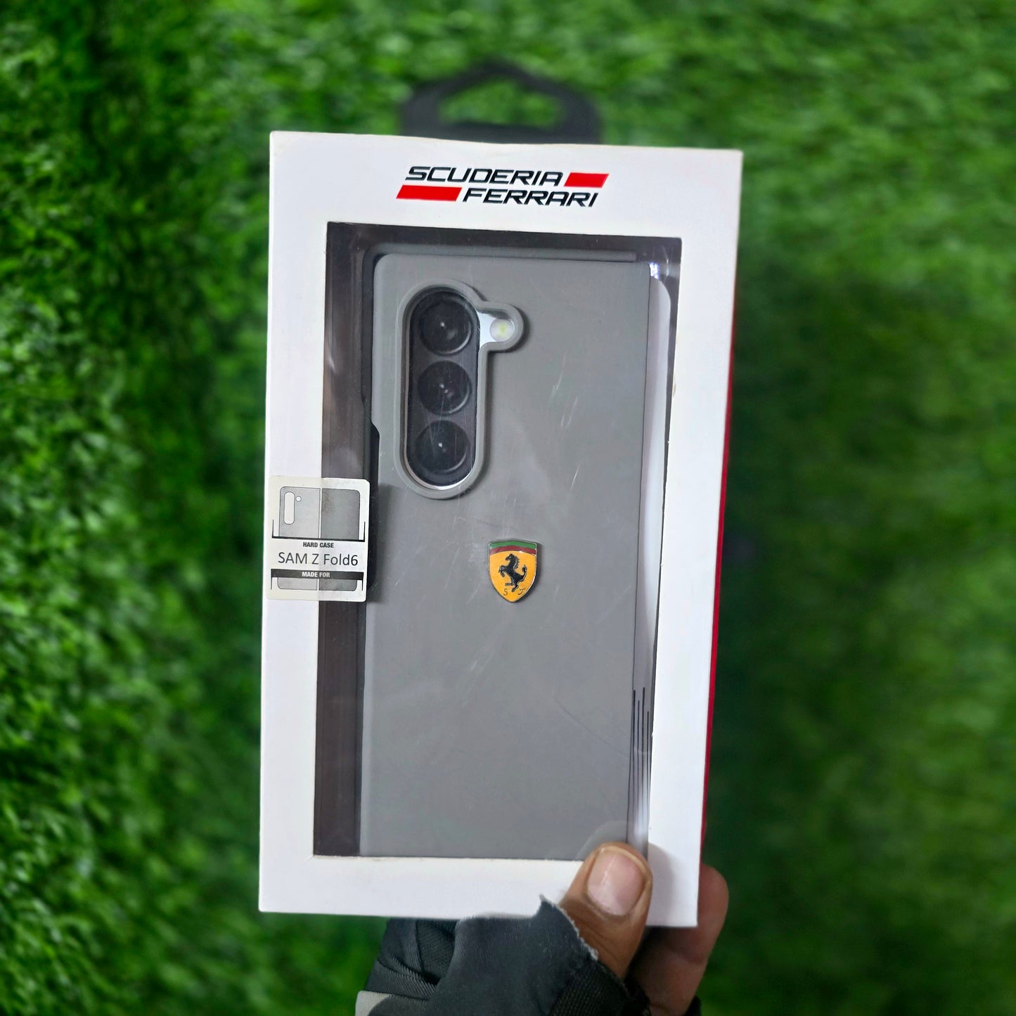 Samsung Galaxy Z Fold6 Liquid Silicon FR Logo Case Sport Car Design - Titanium Grey