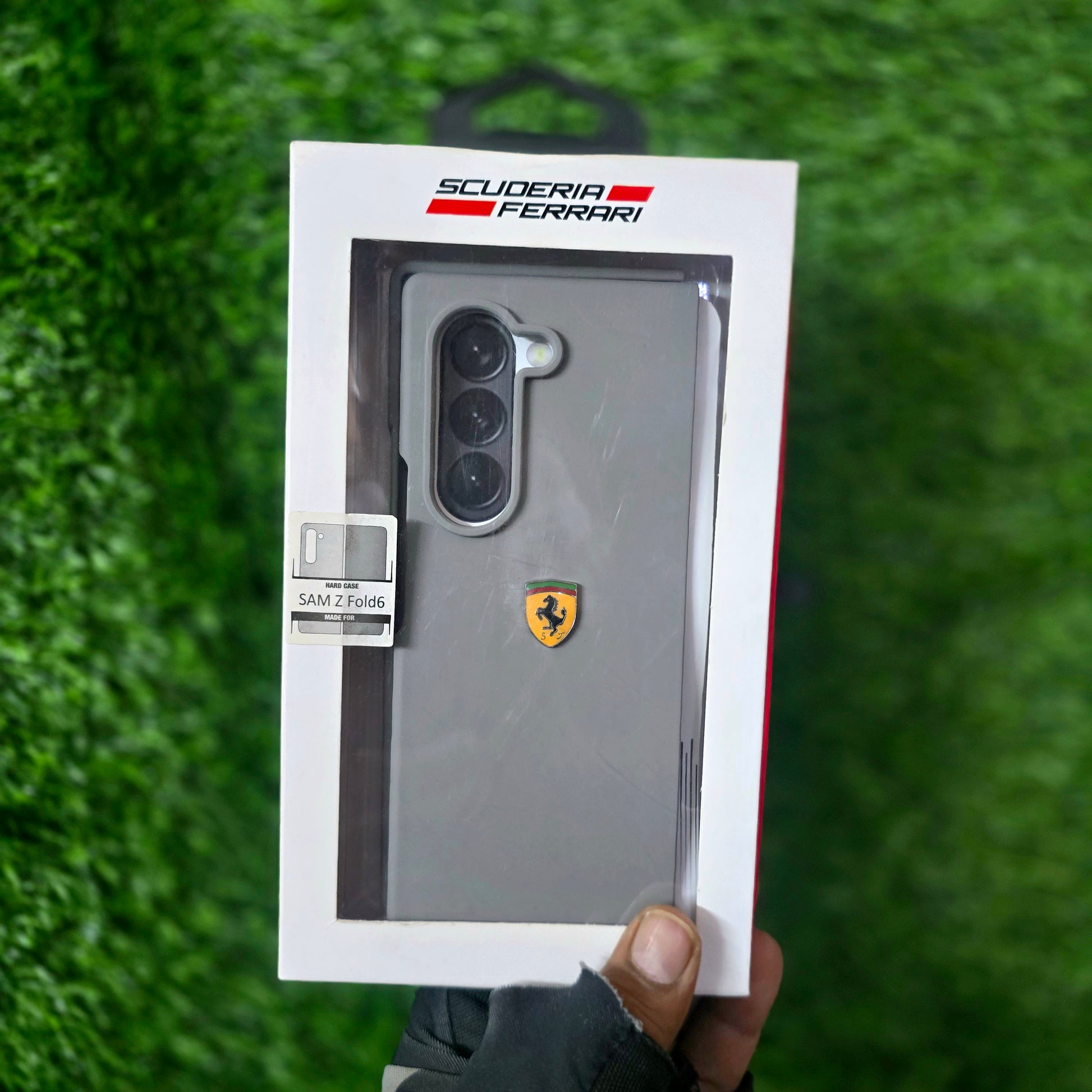 Samsung Galaxy Z Fold6 Liquid Silicon FR Logo Case Sport Car Design - Titanium Grey