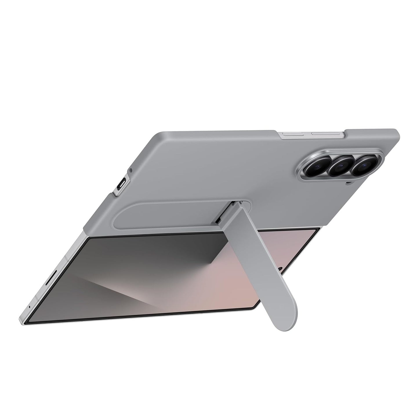 Samsung Galaxy Z Fold6 Silicon Case Kickstand with Logo - Light Grey