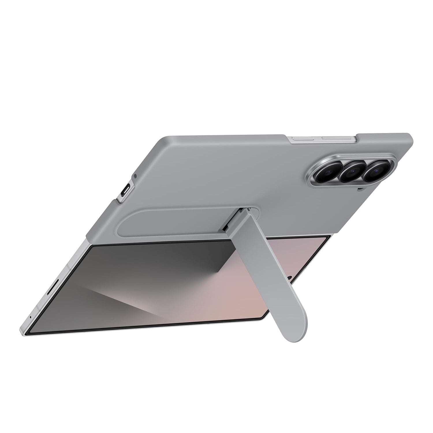 Samsung Galaxy Z Fold6 Silicon Case Kickstand with Logo - Light Grey