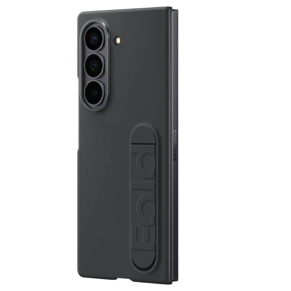 Samsung Galaxy Z Fold6 Silicon Case Kickstand with Logo - Black