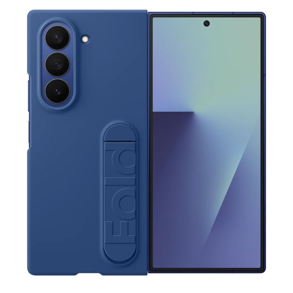Samsung Galaxy Z Fold6 Silicon Case Kickstand with Logo - Blue