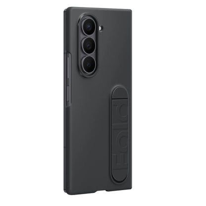 Samsung Galaxy Z Fold6 Silicon Case Kickstand with Logo - Black