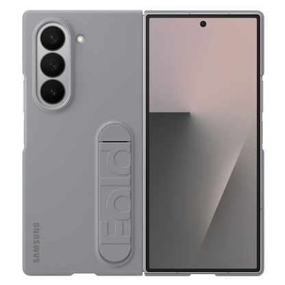 Samsung Galaxy Z Fold6 Silicon Case Kickstand with Logo - Light Grey