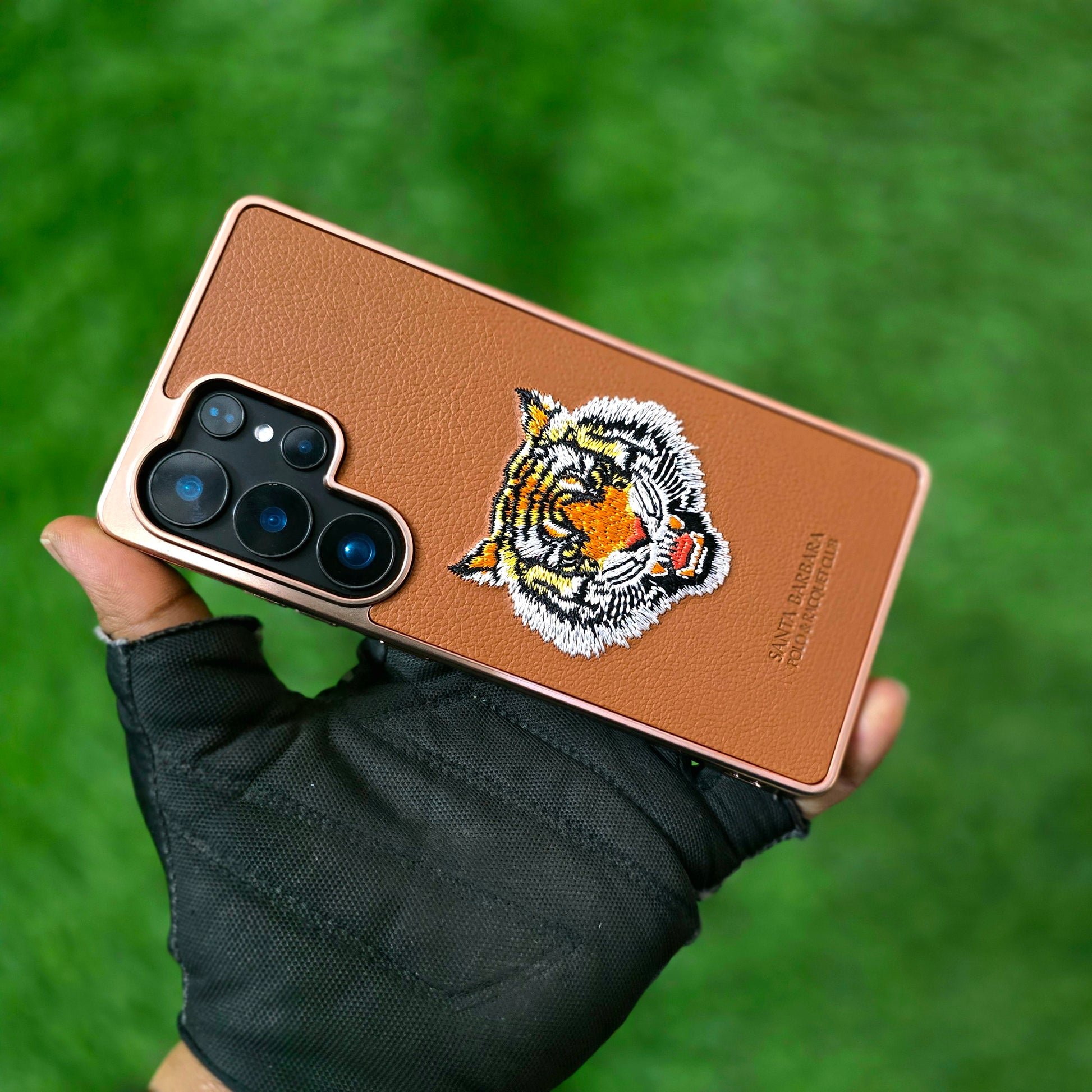 Samsung Galaxy S25 Ultra Santa Barbara Polo Racquet Club Savana Series 'Bengal Tiger' Leather Case - Brown