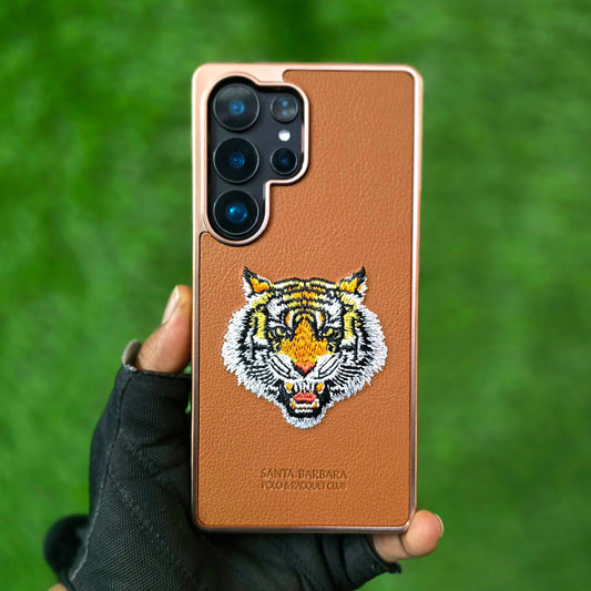 Samsung Galaxy S25 Ultra Santa Barbara Polo Racquet Club Savana Series 'Bengal Tiger' Leather Case - Brown