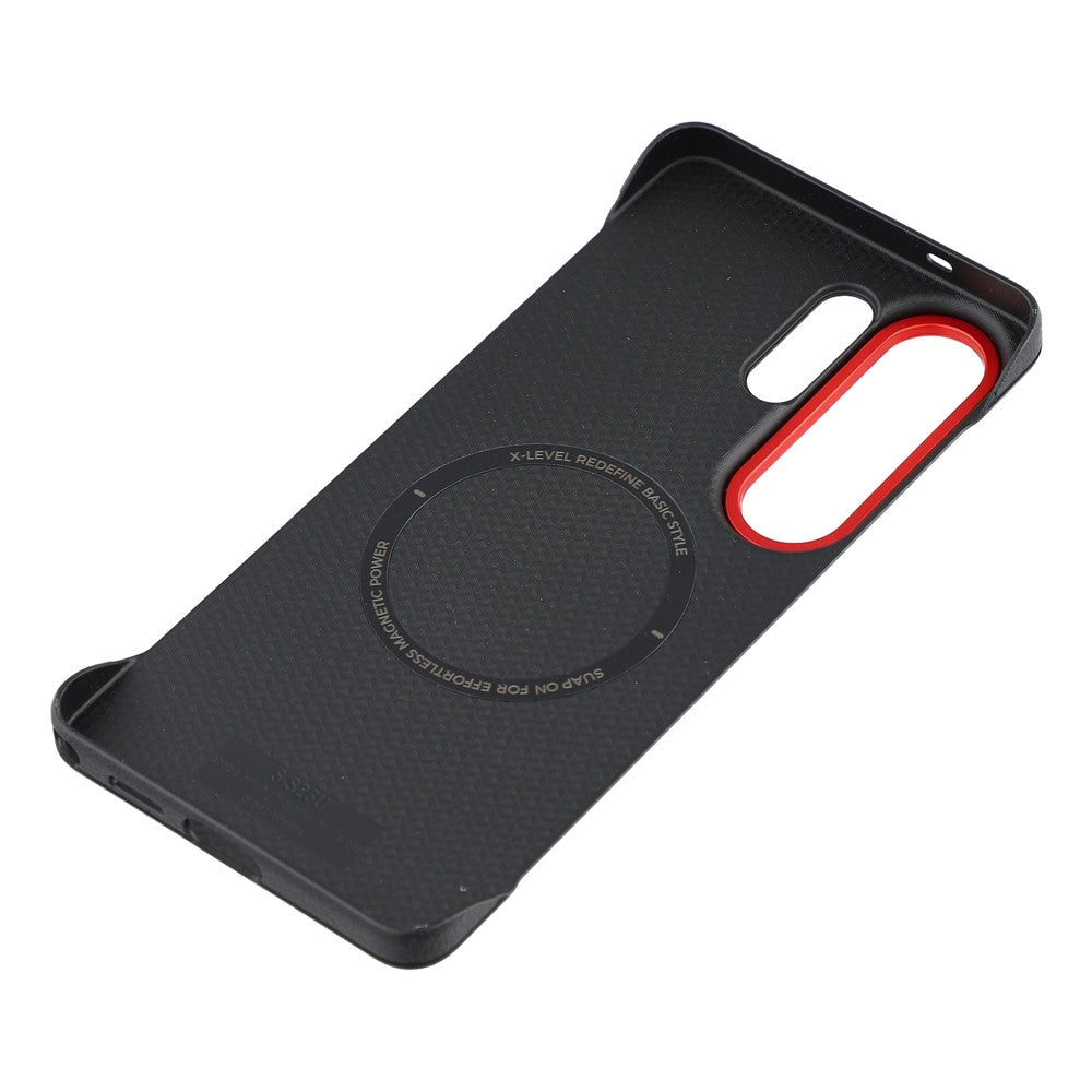 Samsung Galaxy S26 Ultra Leather case, x-level Frameless Noble Series PC + Metal Camera Protection Case with Magsafe - Black