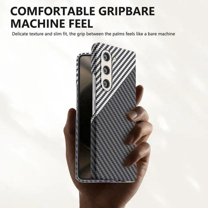 Samsung Galaxy Z Fold5 Carbon Case, 0.6mm Super Slim Dual Shade Carbon Fiber - Black&Silver