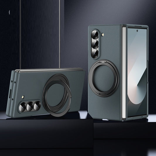 Samsung Galaxy Z Fold 6 Super Slim Magnetic 360° Rotatable Metal Ring Holder Kickstand Case - Green