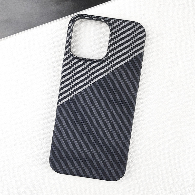 iPhone 14 Pro Carbon Case, Dual Shade Carbon Fiber Real Aramid Kevilar Case - Open Cut