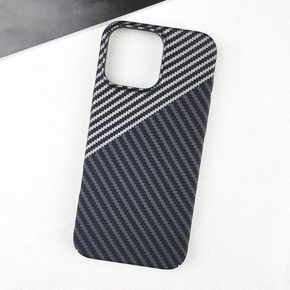 iPhone 14 Pro Carbon Case, Dual Shade Carbon Fiber Real Aramid Kevilar Case - Open Cut