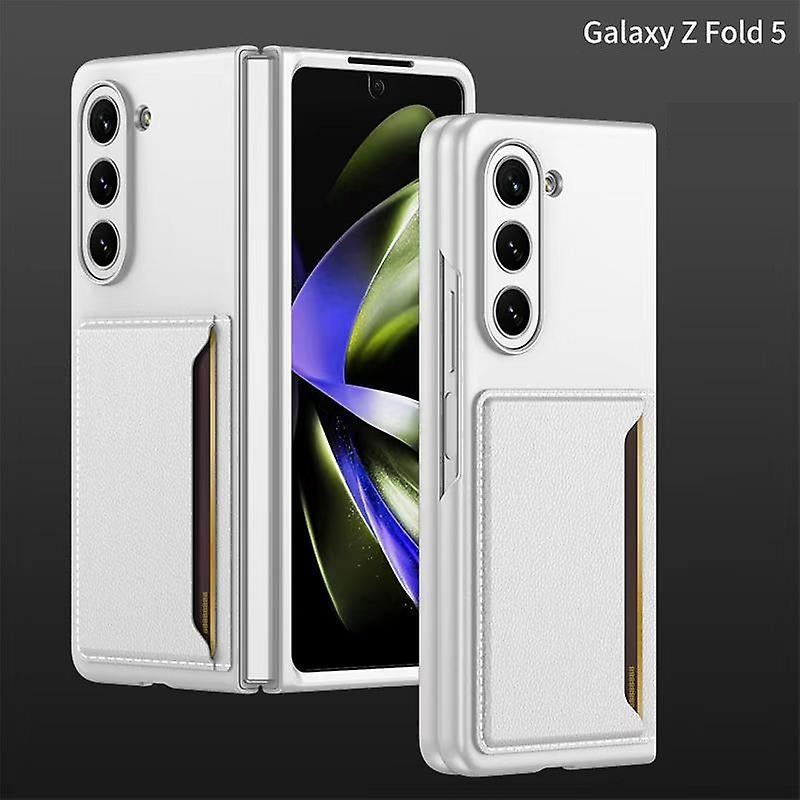 Samsung Galaxy Z Fold 5  PU Leather Card Holder Case-White