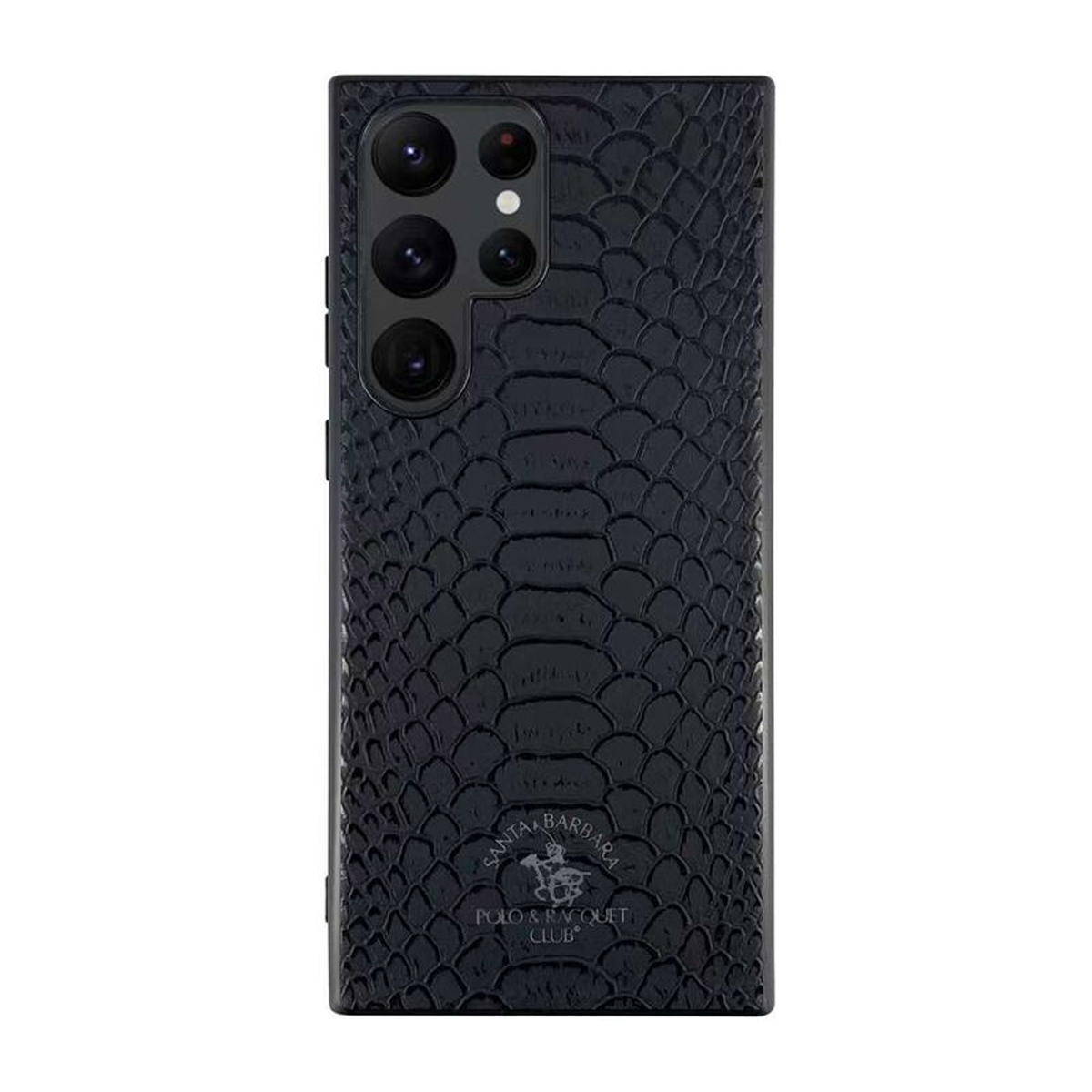 Samsung Galaxy S25 Ultra Croc Pattern Case, Santa Barbara Polo Racquet Club Knight Series Leather Case - Black