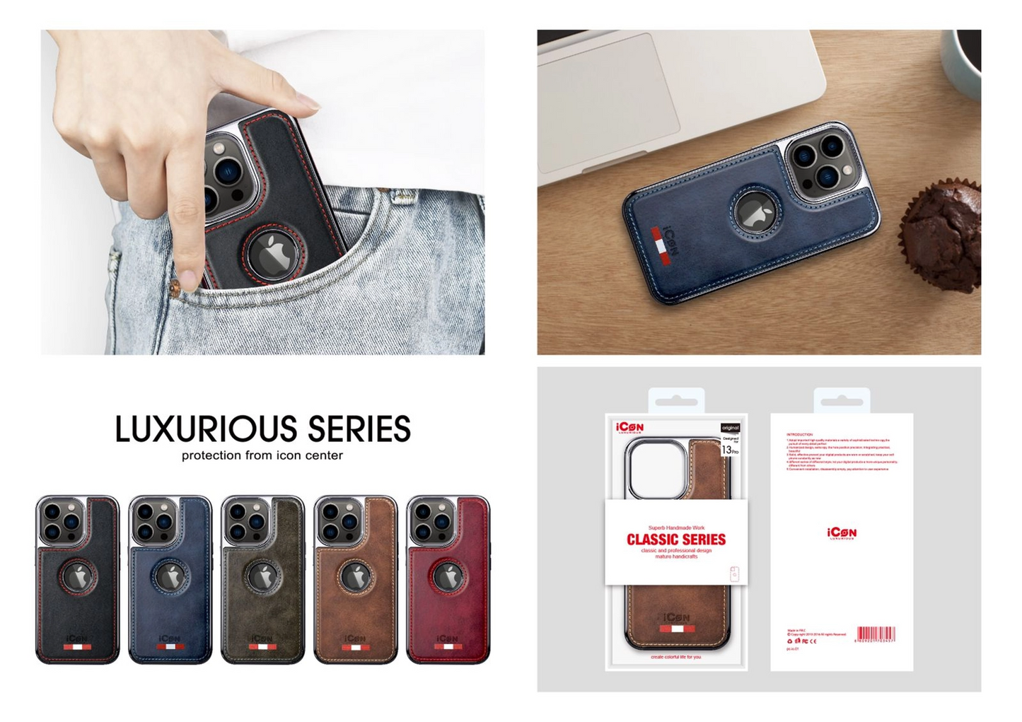 iPhone 14 Pro Leather Case Original Luxurious Premium Quality leather Case - Blue