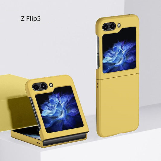 Samsung Galaxy Z Flip 5 Silicon Case Liquid Silicon Inner Fabric with Logo-Yellow