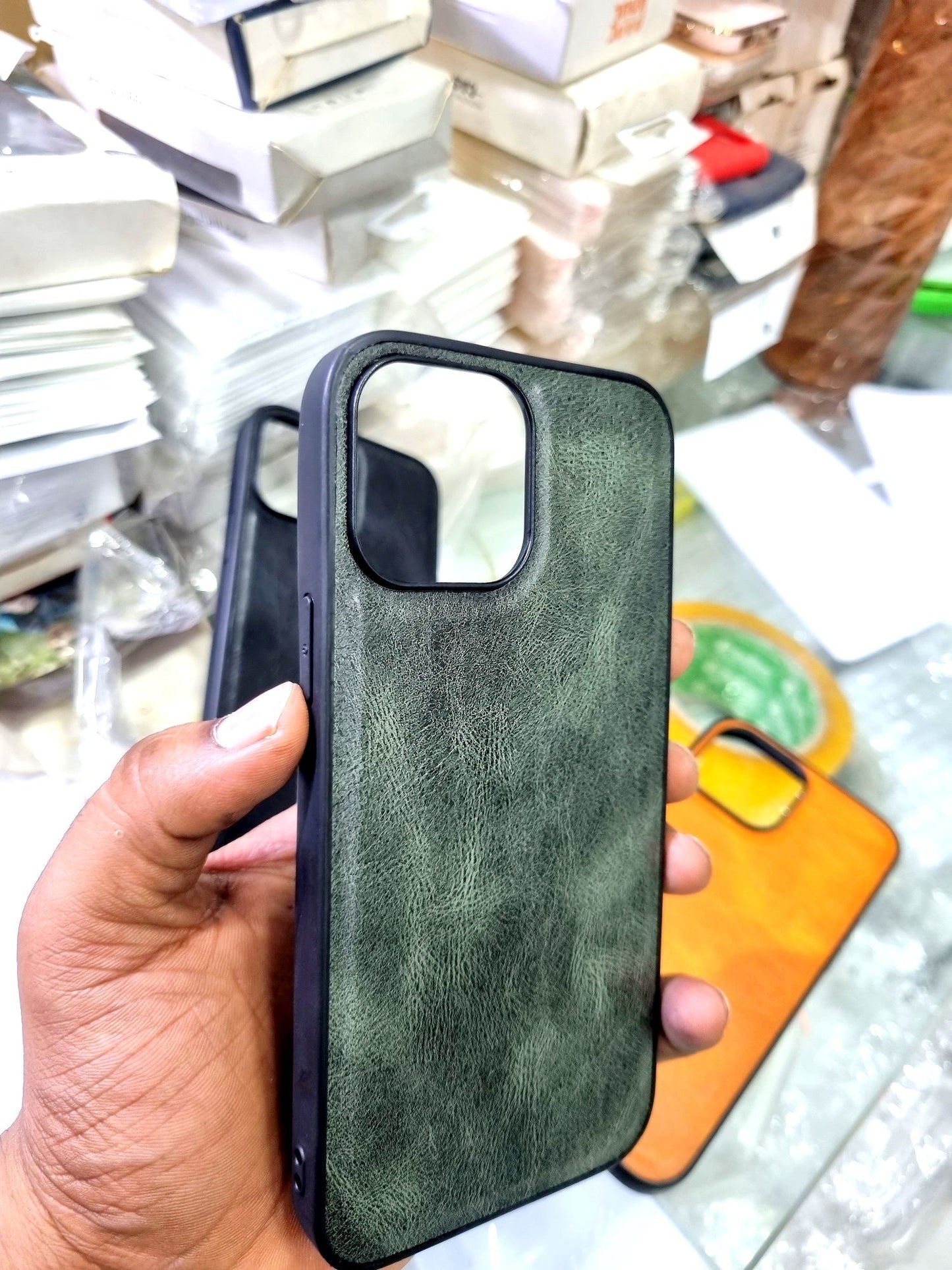 iPhone 12 Pro Max Premium Leather Case with Soft Edges - Green