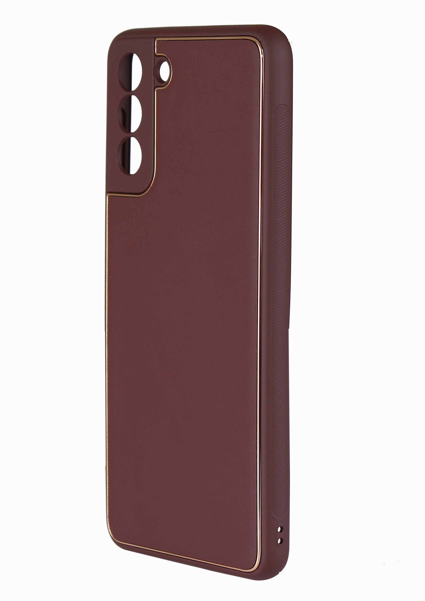 Samsung Galaxy S21 Luxurious Leather Case With Gold Plated with Logo