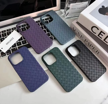 iPhone 14 Luxury Weave Breathable Matte Silicone Grid Back Cover