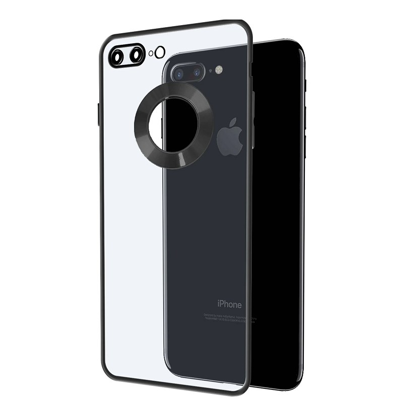 iPhone 7 Plus / 8 Plus Transparent Electroplating Case with Camera Protection - Black