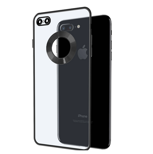 iPhone 7/8 Transparent Electroplating Case with Camera Protection - Black