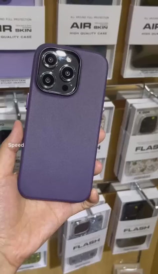iPhone 14 Genuine Leather Case-Purple