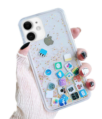 iPhone 12 Floating App Quick Sand Case-Transparent